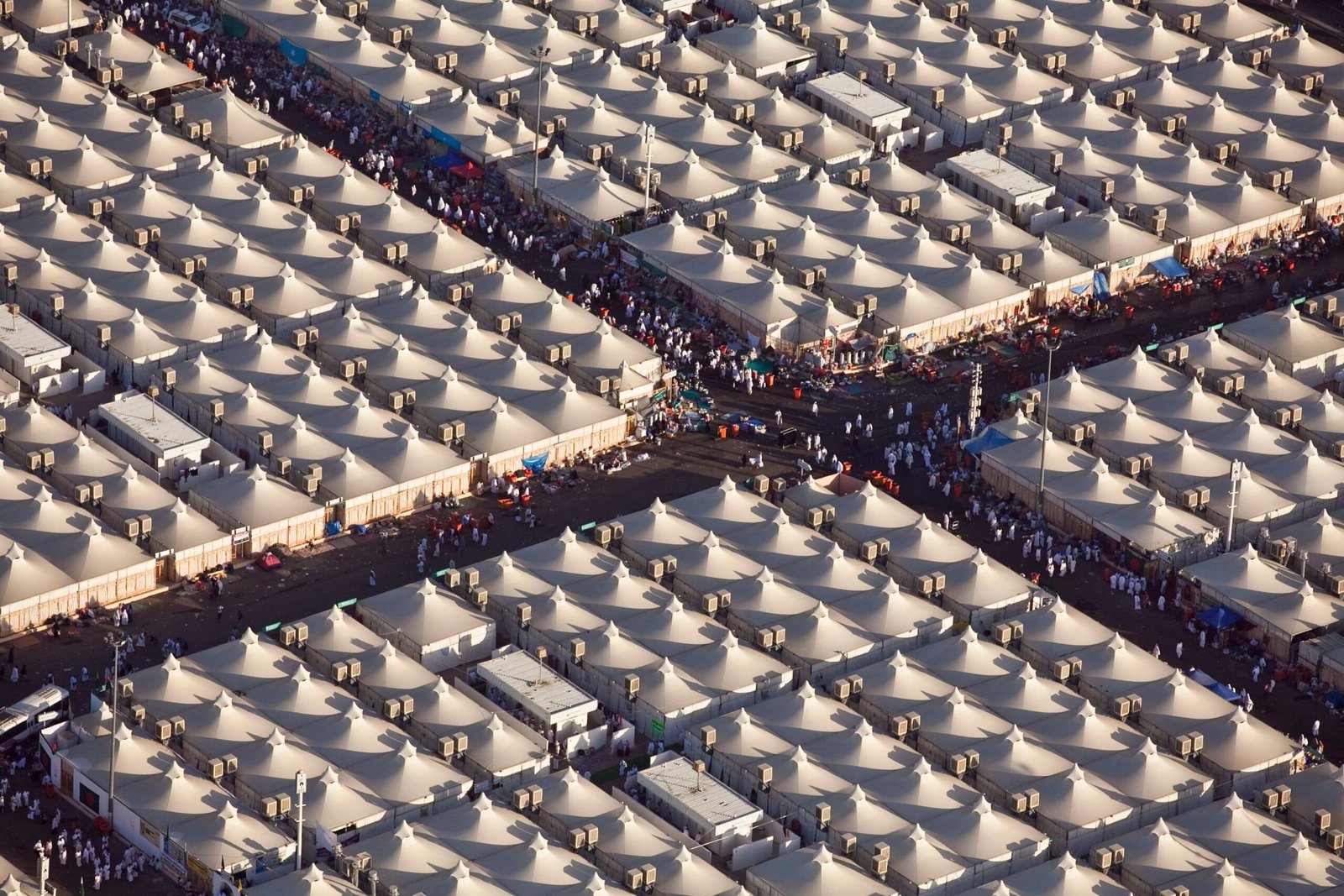 Aerial shot of the Mina tents, Saudi Arabia.